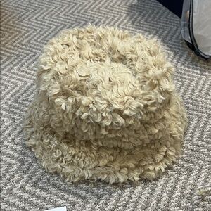 H&M Cream Fuzzy Bucket Hat